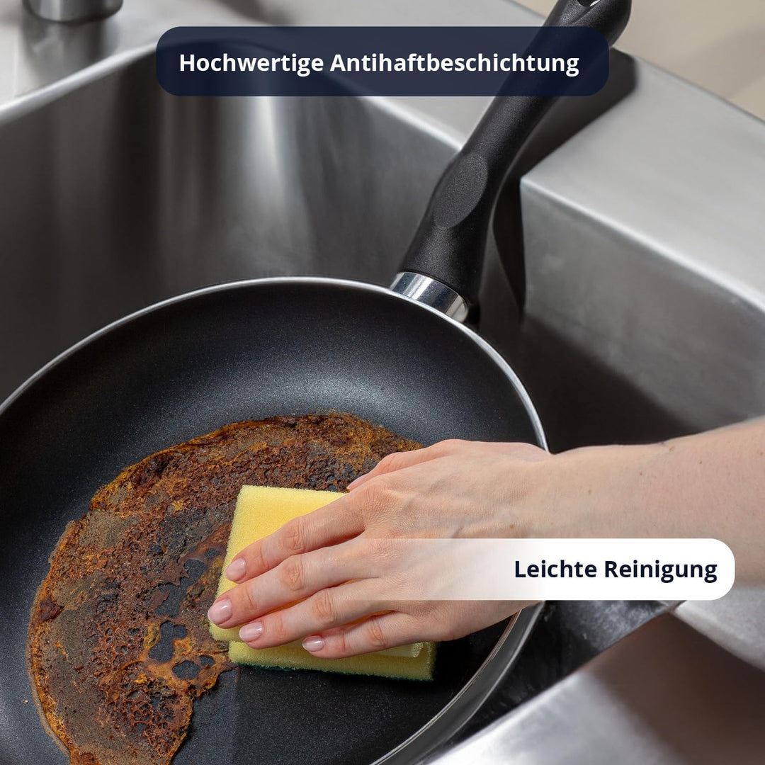 KHG 3er Set Bratpfannen 20 cm 24 cm 28 cm - Pfannenset 3-teilig aus Aluminium Induktion Antihaft - K