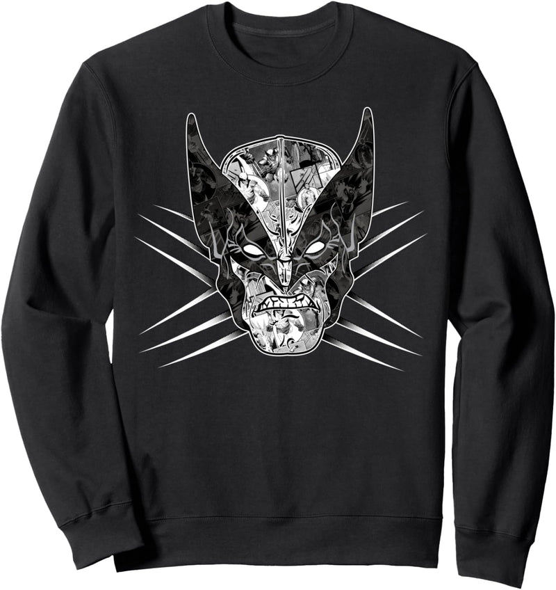 Marvel X-Men Wolverine Classic Comic Patterned Face Sweatshirt