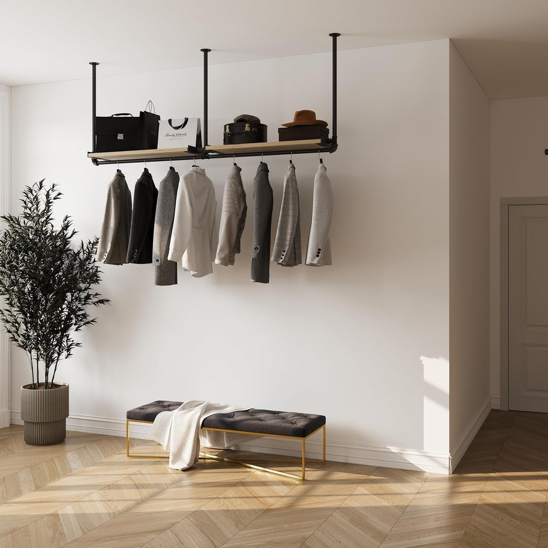 Kleiderstange Garderobe DIEK II Industrie Design für Decke | Breite 200 cm x Höhe 70 cm | Deckengard