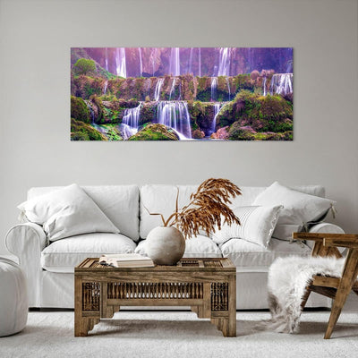 Wandbilder Dekoration Wohnzimmer Wasserfall Natur Panorama Bilder auf Leinwand 120x50cm Leinwandbild