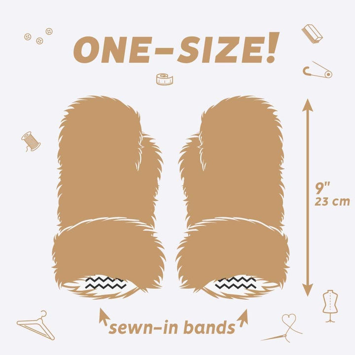 Futrzane Alaskan Fäustlinge - Fellhandschuhe Damen - Handschuhe Winter mit Fell Hellbraun Alaskan, H