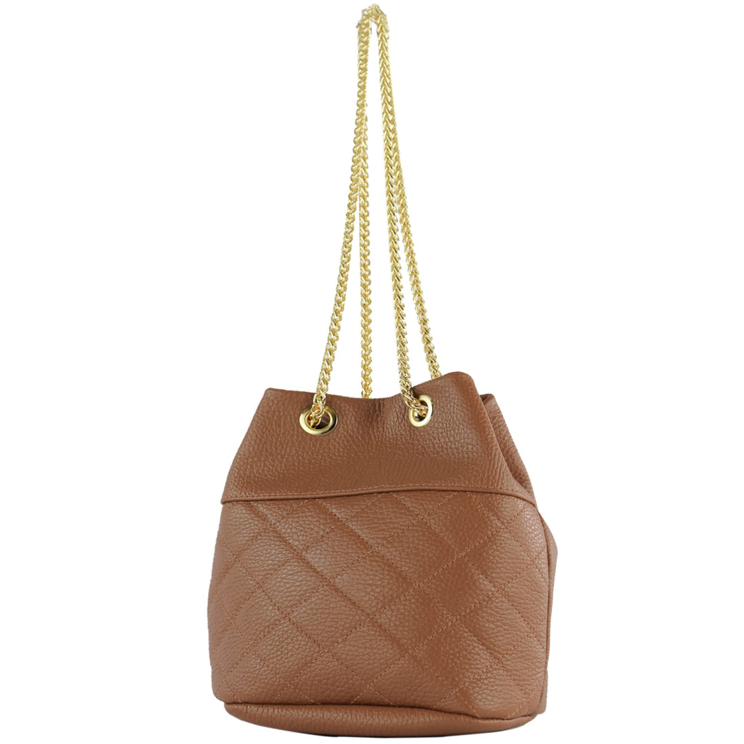 modamoda de T245 Damen Leder Beuteltasche Schultertasche handmade in Italy Blassbraun, Blassbraun