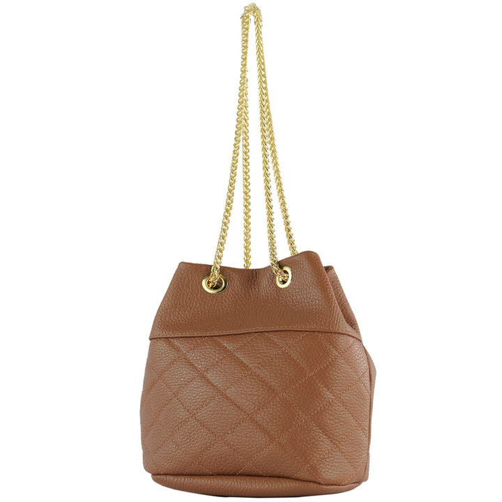 modamoda de T245 Damen Leder Beuteltasche Schultertasche handmade in Italy Blassbraun, Blassbraun