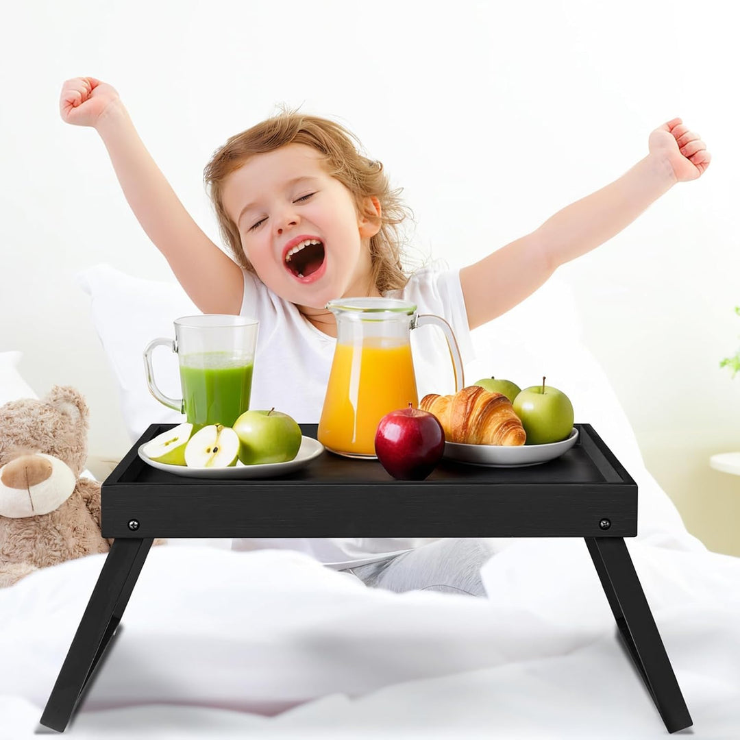 Betttablett Tisch mit klappbaren Beinen, Bambus Frühstück im Bett Essen, Servieren oder Verwendung a