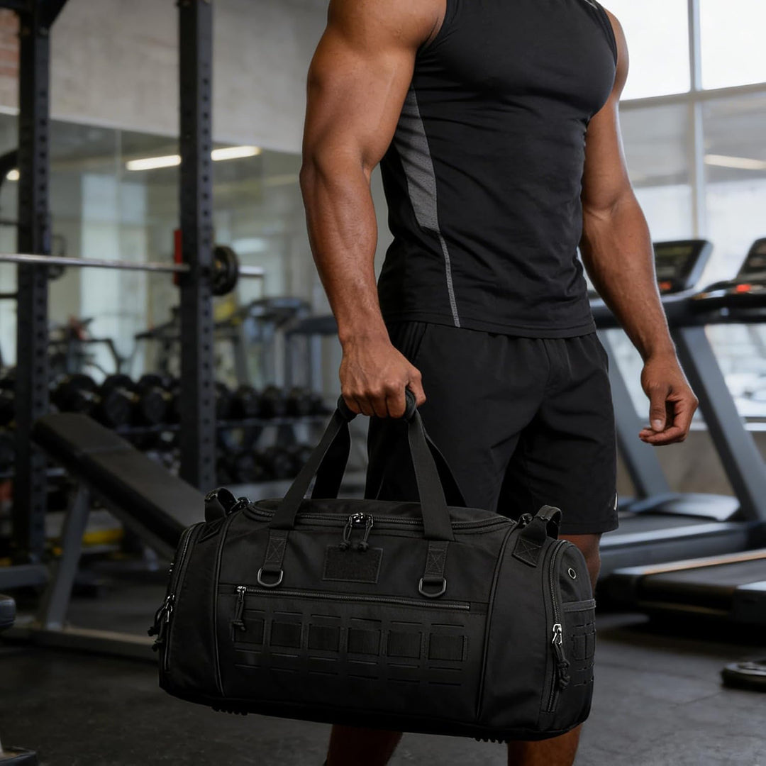 Taktische Sporttasche Herren 45L Reisetasche Mittelgross mit Schuhfach und Laptopfach Leicht Trainin