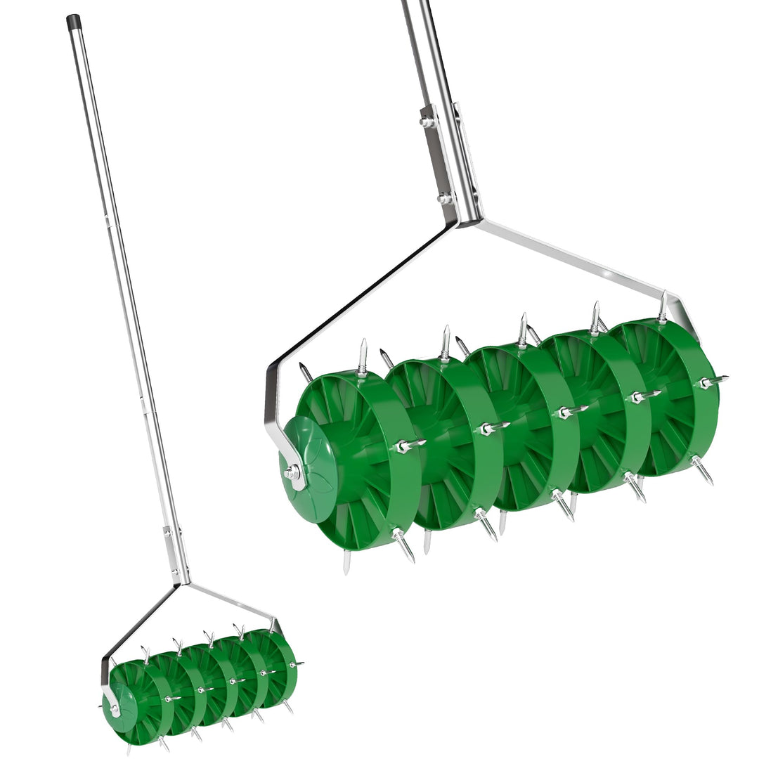 Outsunny Rasenlüfter Manuell Vertikutierer für Rasen 45cm Breite Aerifizierer mit Gartengeräten 30 E