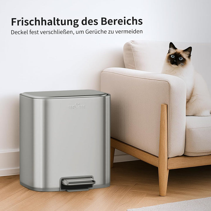 mVm Mülleimer Küche,20 Liter Abfalleimer mit Pedal,Treteimer mit Inneneimer aus Kunststoff,Tretmülle