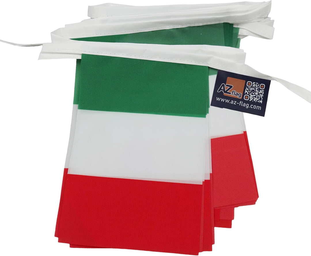 AZ FLAG FAHNENKETTE Italien 12 Meter mit 20 flaggen 45x30cm- ITALIENISCHE Girlande Flaggenkette 30 x