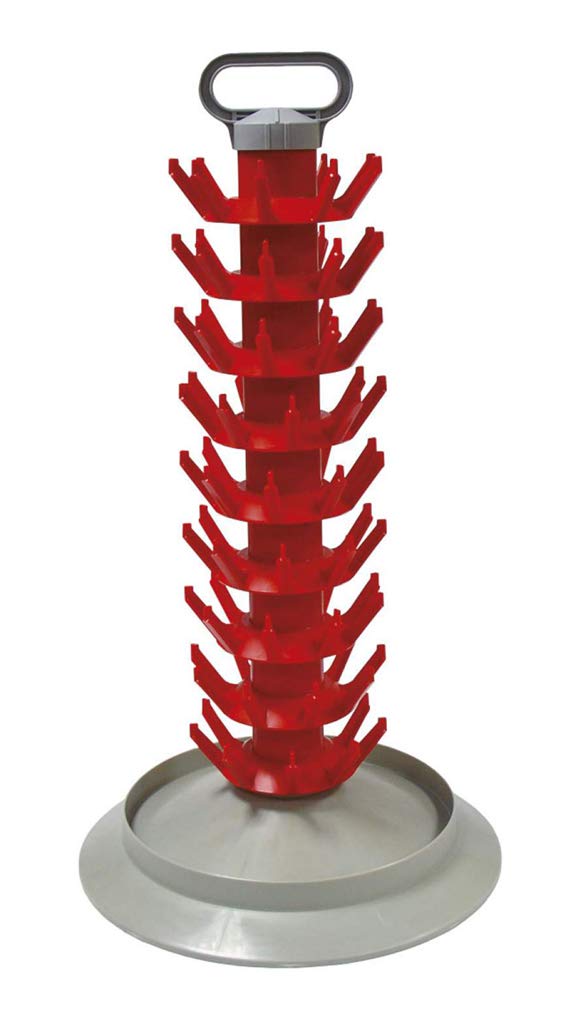 Flaschen Abtropfständer aus Kunststoff in Rot - für das Abtropfen und die kompakte Lagerung von Flas