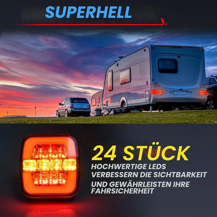MICTUNING Anhänger Rücklicht-Set Anhängerbeleuchtung 7,5M Kabel mit 2 Steckers Anhänger-Rückleuchte