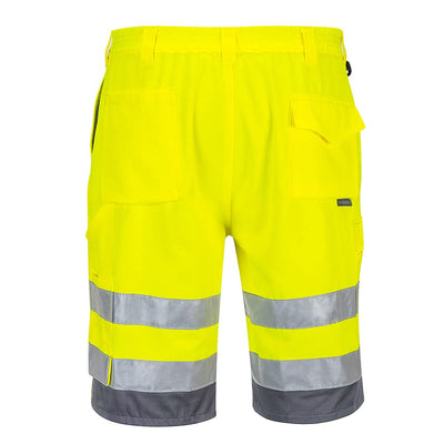 Portwest Warnschutz-Shorts aus Polyester-Baumwolle, Grösse: S, Farbe: Gelb/Grau, E043YGYS