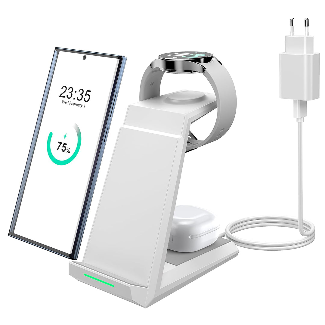 NANAMI Induktive Ladestation für Samsung Wireless Charger 3 in 1 Ladestation für Galaxy Watch 7/6/5/