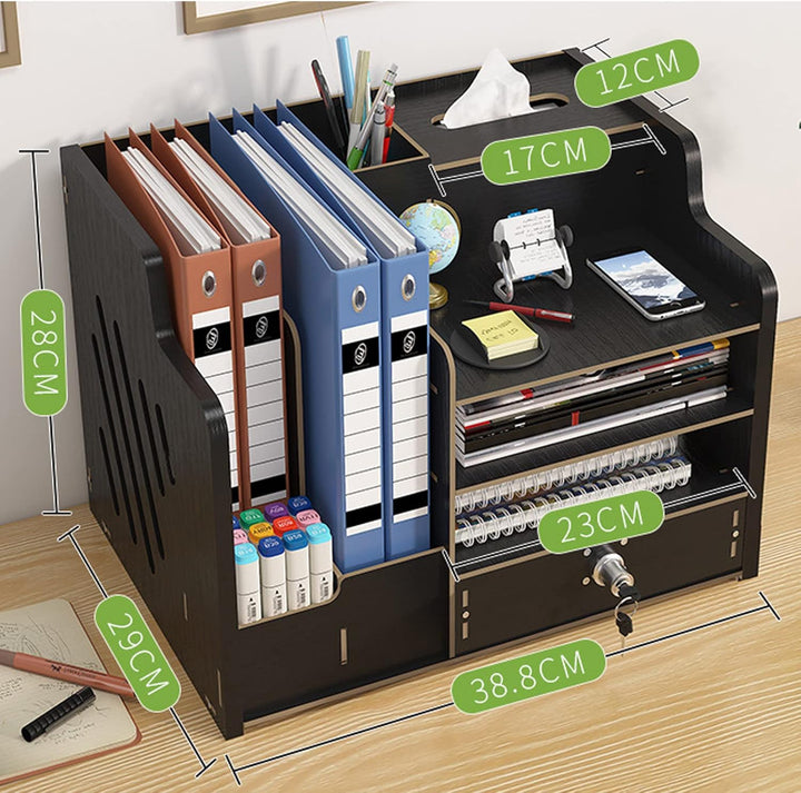 Catekro Schreibtisch Organizer Holz, Briefablage Ablagefächer mit Schublade, Bürozubehör, Ordnungssy