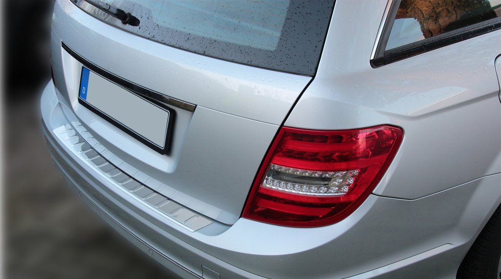 RECAMBO Ladekantenschutz Edelstahl kompatibel für Mercedes C-KLASSE, S204 T-Modell |2007-2015 - Hoch