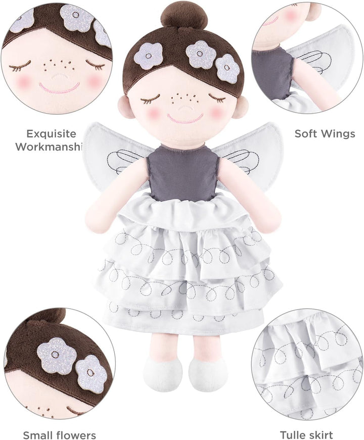 GAGAKU Weiche Stoffpuppe 40cm Schutzengel Puppen, Taufgeschenk für Baby Mädchen mit Flügeln Kuschelt
