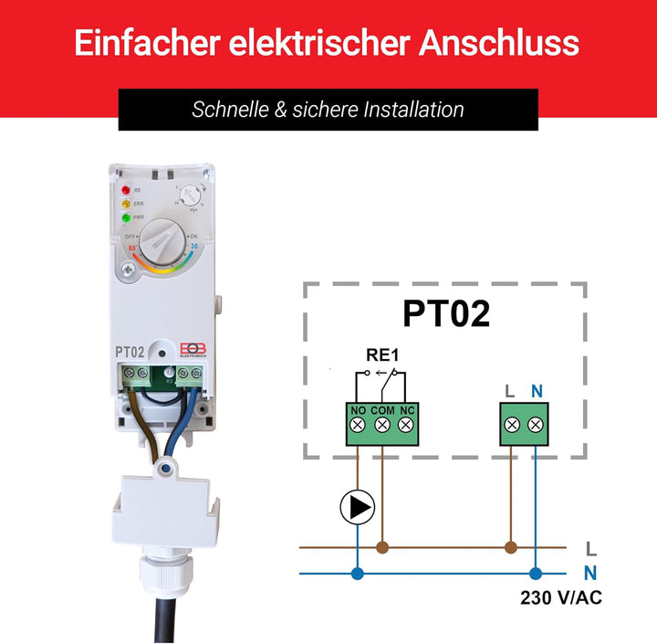 Elektrobock Anlegethermostat PT02, weiss