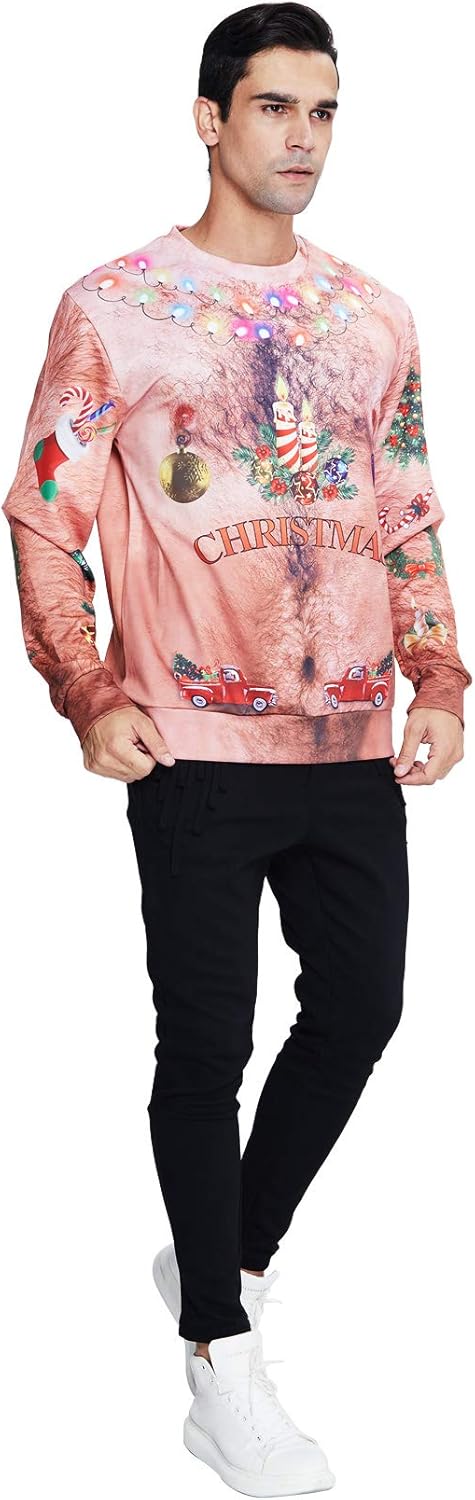 ALISISTER Hässliche Weihnachtpullover 3D Gedruckt Weihnachten Jumper Sweatshirt Langarm Ugly Christm
