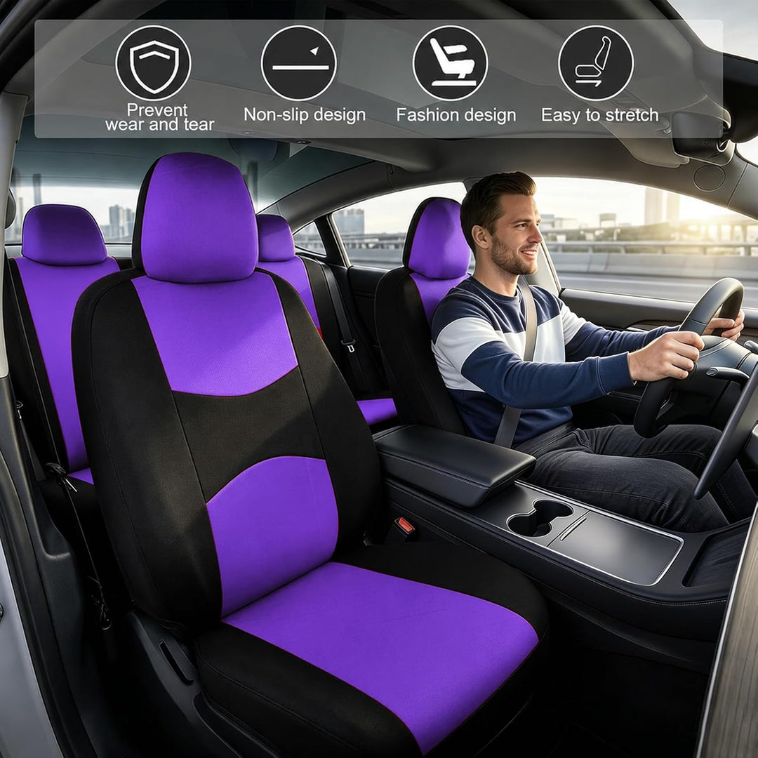 Bocguy Universal Autositzbezüge Set, 5-Sitze Schonbezüge für Autositze Lila, Lila