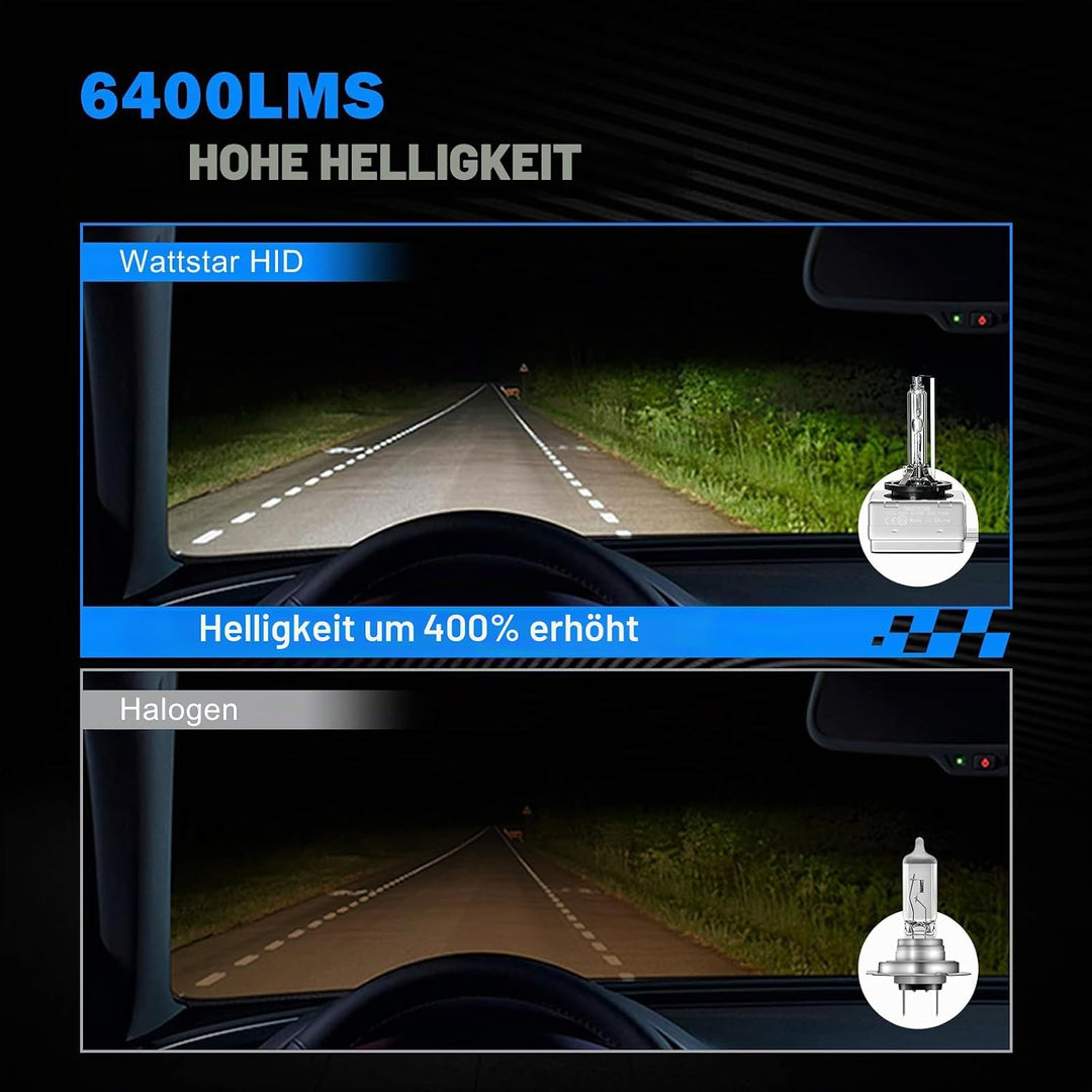 Wattstar D3S Scheinwerfer, Restaurierung HID Kit, 35W 6000K Reinweiss Auto HID Umbausatz, Ersatzlamp