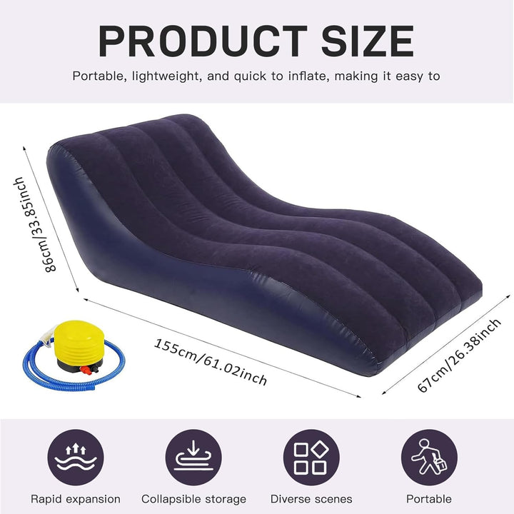 Aufblasbares Sofa mit Flockoberfläch, 155 x 86cm Wasserdichtes Luftsofa Aufblasbares mit Luftpumpe,