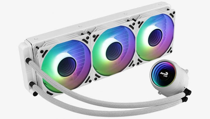 AeroCool MIRAGEL360W, CPU-Flüssigkeitskühlung, 3xLüfter 12cm ARGB, TDP 550W, Weiss, MIRAGEL360W