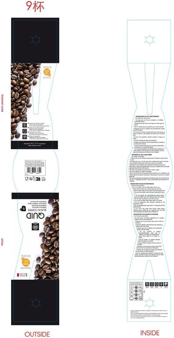 Quid Espressokocher Black Coffee für Induktion 9 Tassen, 9 Tassen