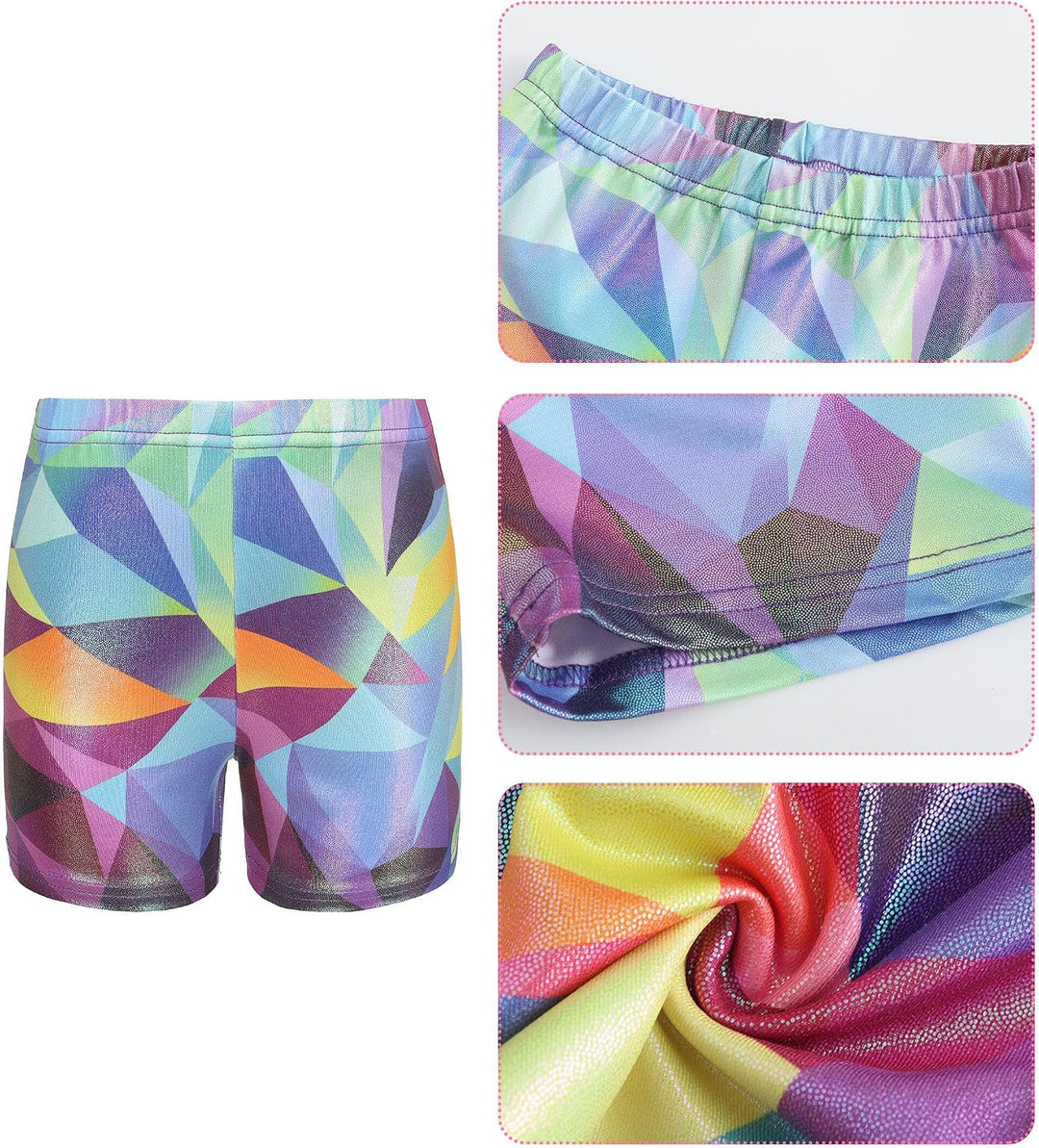 SEAUR Mädchen Turnanzug Turnshorts Haarband Set Kinder Turnen Trikot Shorts Gymnastik Ärmellos/Langa