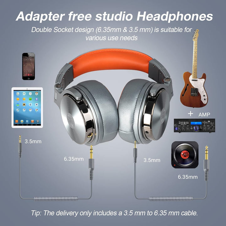 OneOdio Over Ear Kopfhörer mit Kabel, HiFi Studiokopfhörer mit Hi-Res, 50mm Treiber, Share-Port, Gro
