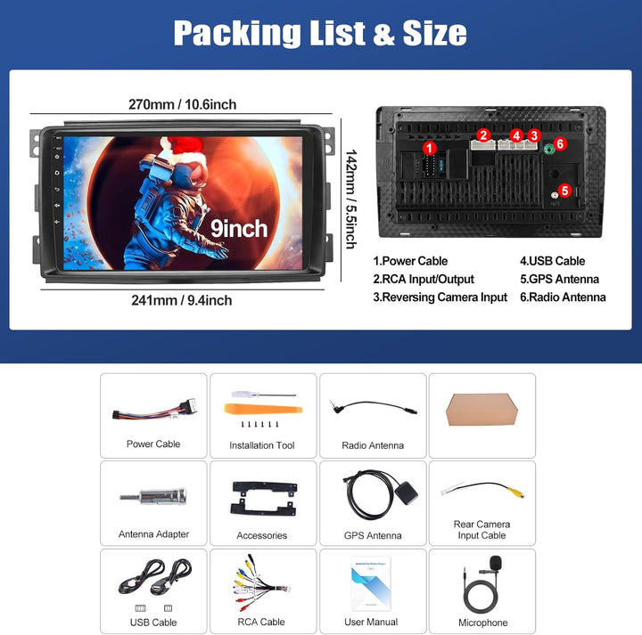 SIXWIN 4+64G Android 15 Autoradio für Mercedes Benz Smart Fortwo 2005-2010 mit Carplay/Android Auto/