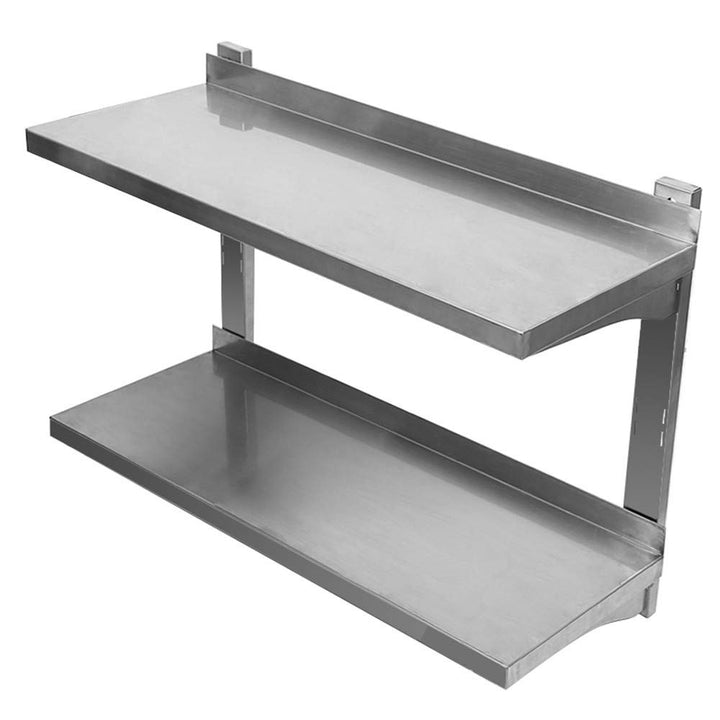Flyelf Edelstahl Wandregal für Küche Esszimmer Küche Regal Edelstahl Regal 2 Schichten höhenverstell