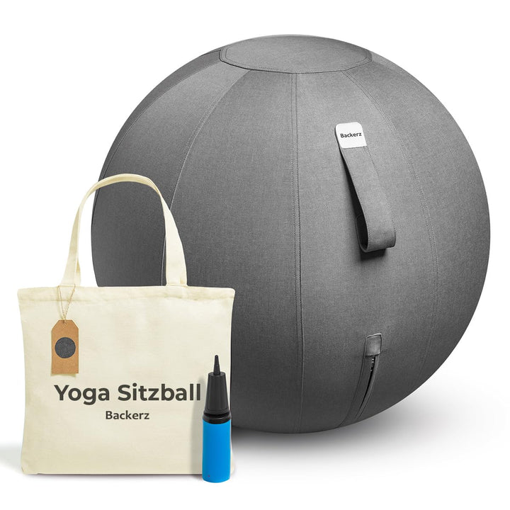 Sitzball Büro Ergonomisch 75 cm, Ergonomische Sitzmöbel für Büro und Heimbüro, Langlebiger Stoff, Gy