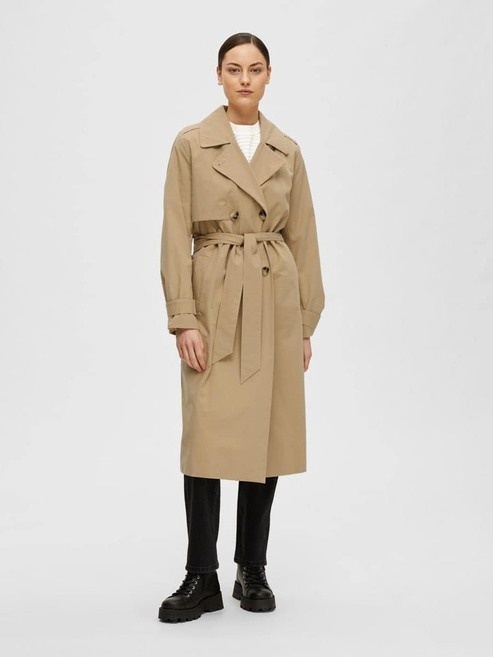 SELECTED FEMME Female Trenchcoat Zweireihiger 42 Cornstalk, 42 Cornstalk