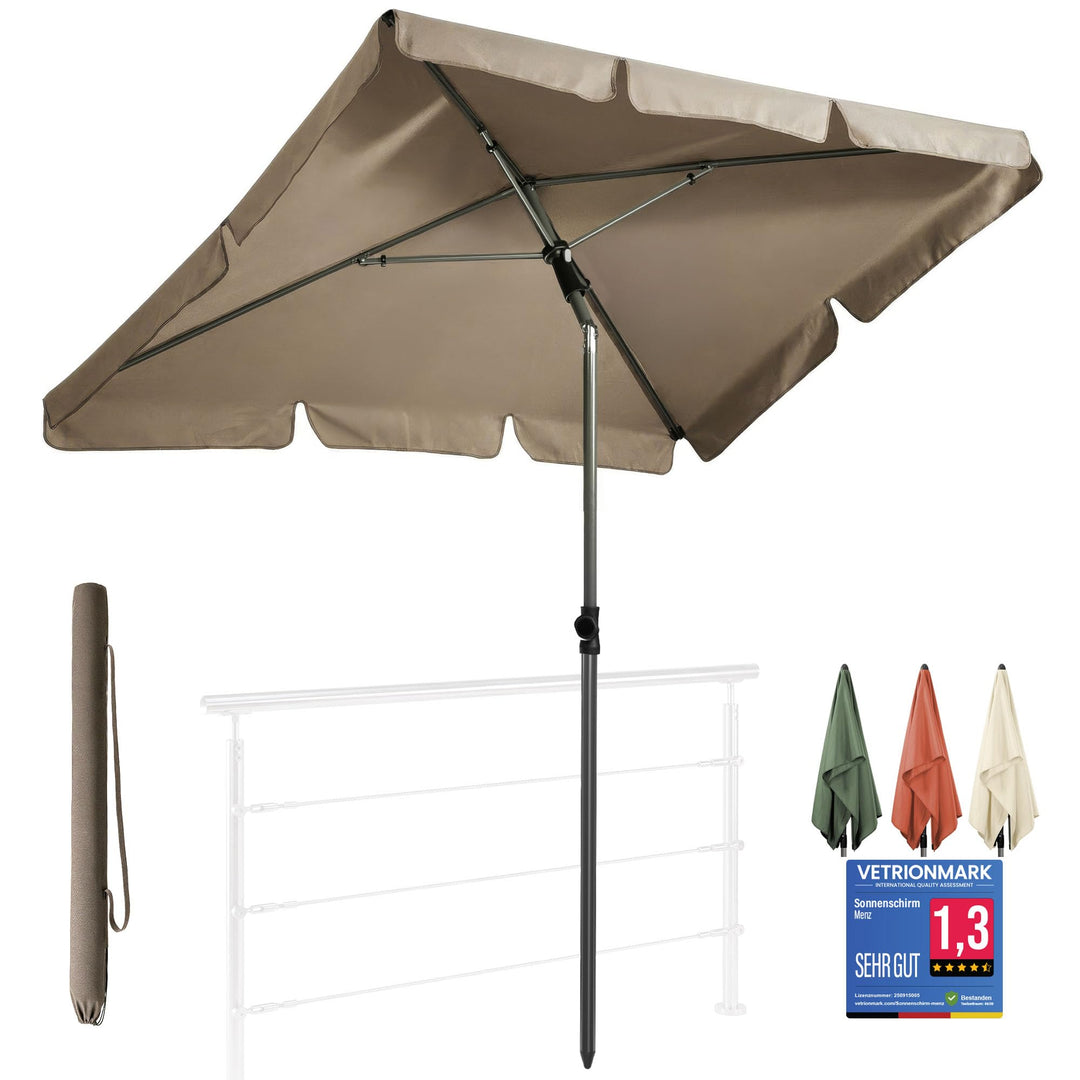 4smile Sonnenschirm Balkon 200 × 125 cm, Sonnenschirm rechteckig mit UPF 50+, 45° knickbar & höhenve