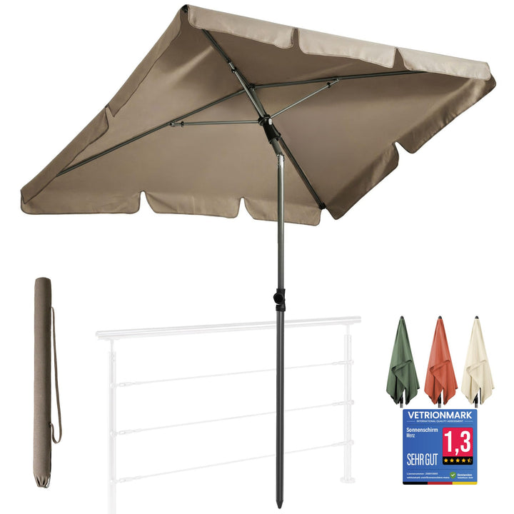 4smile Sonnenschirm Balkon 200 × 125 cm, Sonnenschirm rechteckig mit UPF 50+, 45° knickbar & höhenve