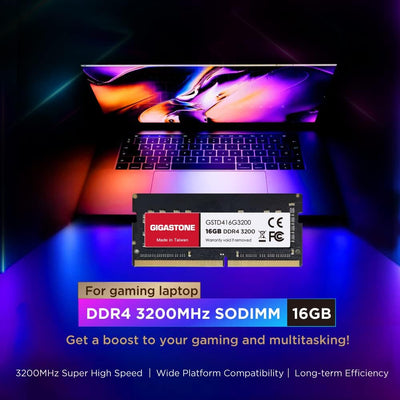 [DDR4 RAM] Gigastone Laptop RAM 16GB DDR4 Ram 16GB DDR4-3200MHz PC4-25600 CL22 1.2V SODIMM 260 Pin/P