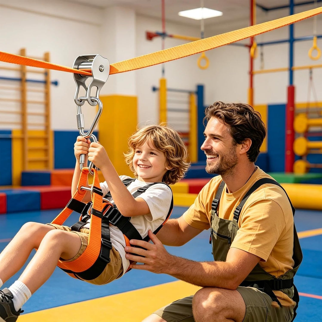 Seilrutsche für Kinder - Mit Rollen-Gleichgewichtsspielzeug | Kinder-Hindernisparcours-Spielset,für