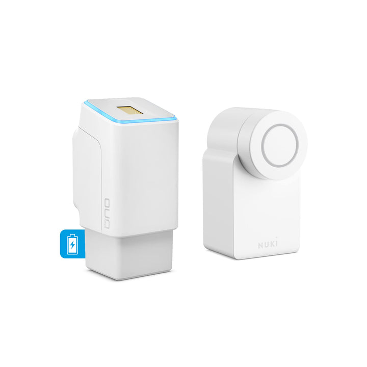 EKEY UNO 200204 Fingerprint mit Akku inkl. Nuki Smart Lock 3.0 weiss, Akkubetriebenes Nachrüst-Set f