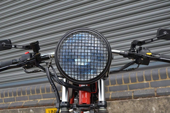 Alchemy Parts Motorrad Netz Metall Grill Abdeckung für 7" Zoll Scheinwerfer - Matt Schwarz für Scram