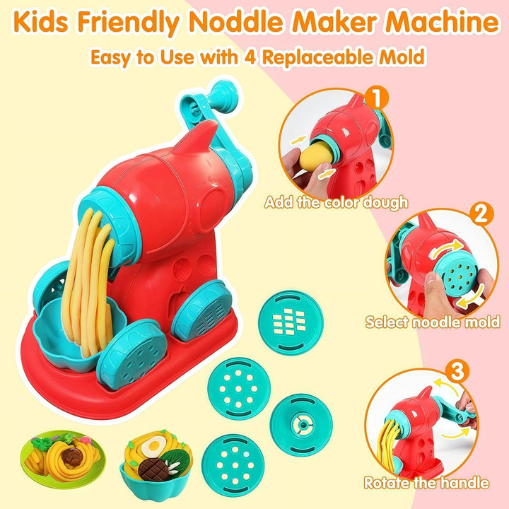 51 Stück Knete Dough Set für Kinder,Kitchen Creations Nudelmaschine Spielset Burger Eiscreme, Knetwe