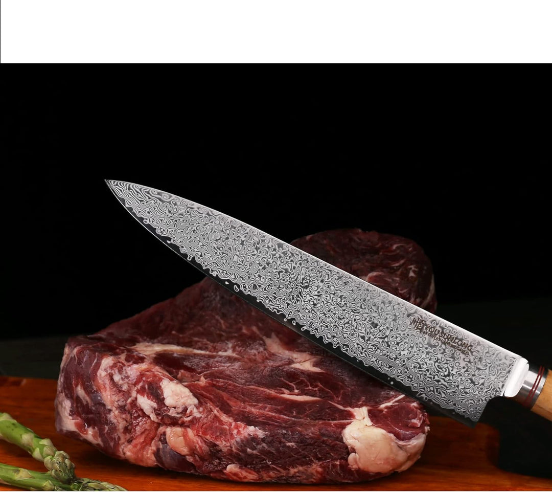 YOUSUNLONG Kochmesser 25,5 cm (10 Zoll) Japanisches Hackmesser Damaststahl Super Sharp - Griff aus i
