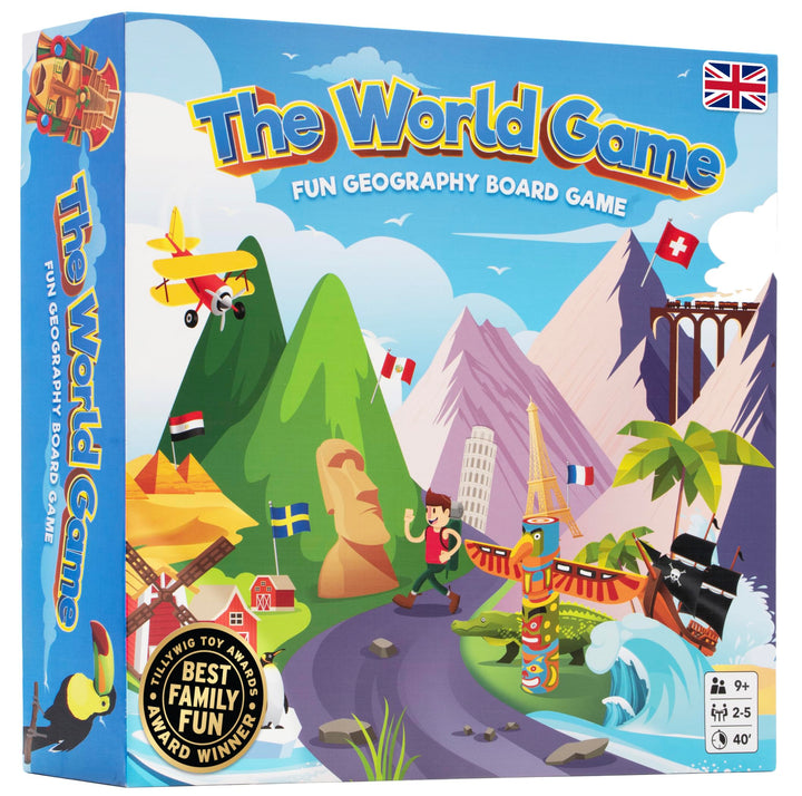 The World Game - Auf Englisch - Lustiges Geographie Brettspiel - Welt Lernspiel für Kinder & Erwachs