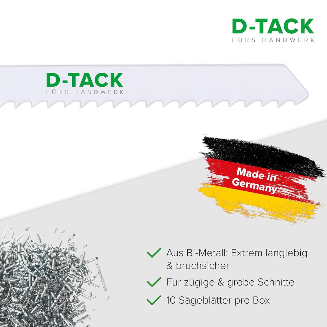 D-TACK Stichsägeblatt Metall & Kunststoff | 100 x 7,8 mm | 10 Stück | Für präzise & schnelle Schnitt