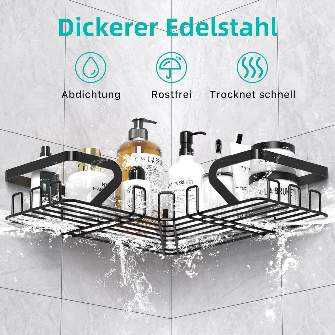 Kegii Duschablage Ecke - Duschablage ohne Bohren, Duschregal Shampoo Halterung Für Dusche Duschkorb