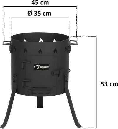 BBQ-Toro Gusseisen Kazan mit Kazan Ofen Ø 35 cm | 12,1 L Gusstopf mit Deckel, Gusseisentopf | Gulasc