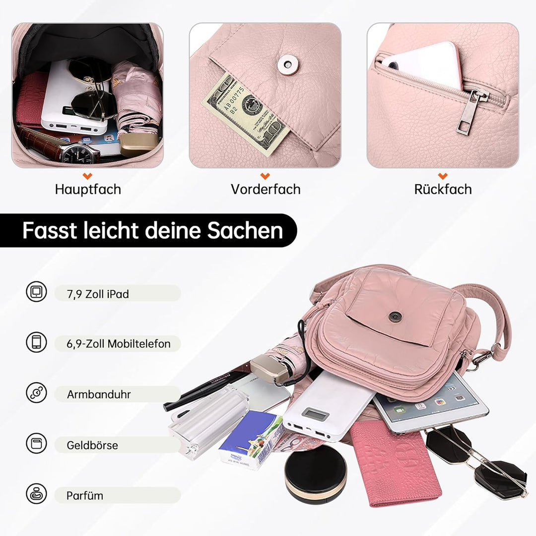 DIRRONA Rucksack Damen Beiläufig Kleine Brusttasche für Damen Multifunktionale Reise Wasserdicht Sch