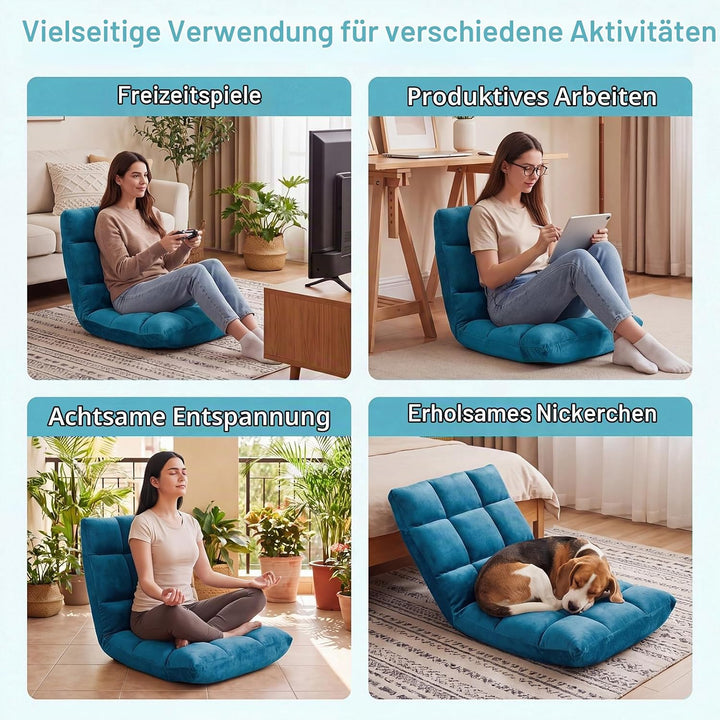 RELAX4LIFE Bodenstuhl Klappbar, Bodensessel mit Verstellbarer Rückenlehne &amp; Liegefunktion, Relaxsess