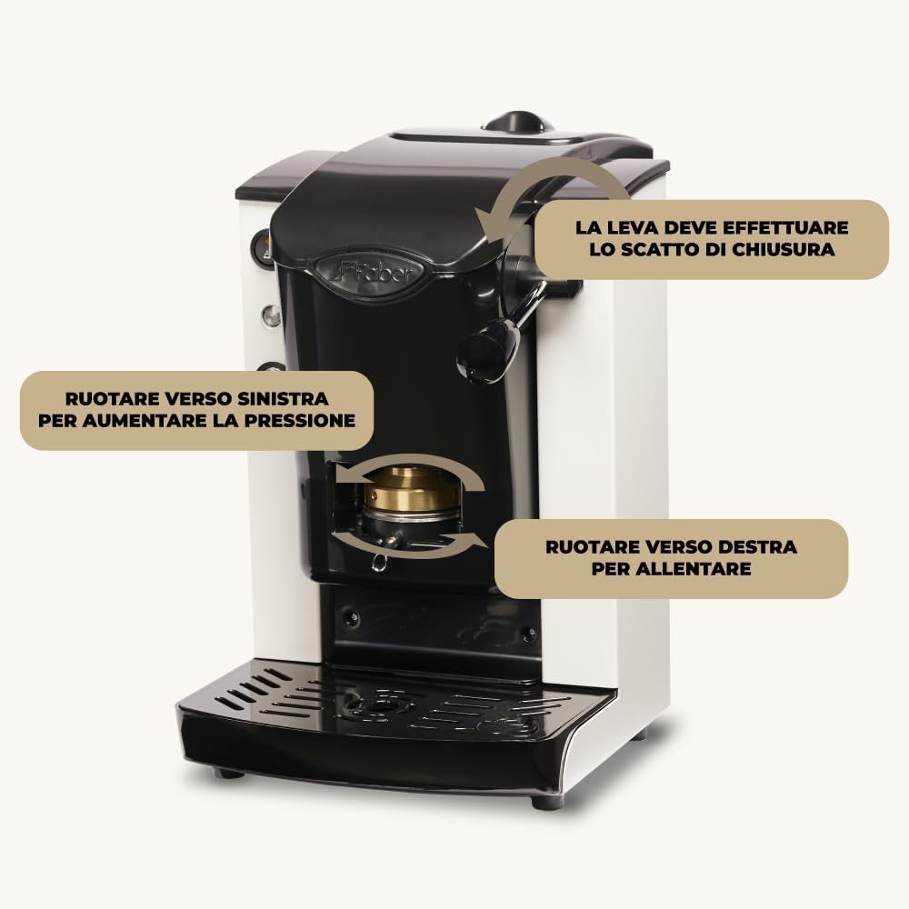 FABER COFFEE MACHINES | Plast-Schlitzmodell | Kaffeepadmaschine für ESE-Pads 44 mm | Einstellbarer M