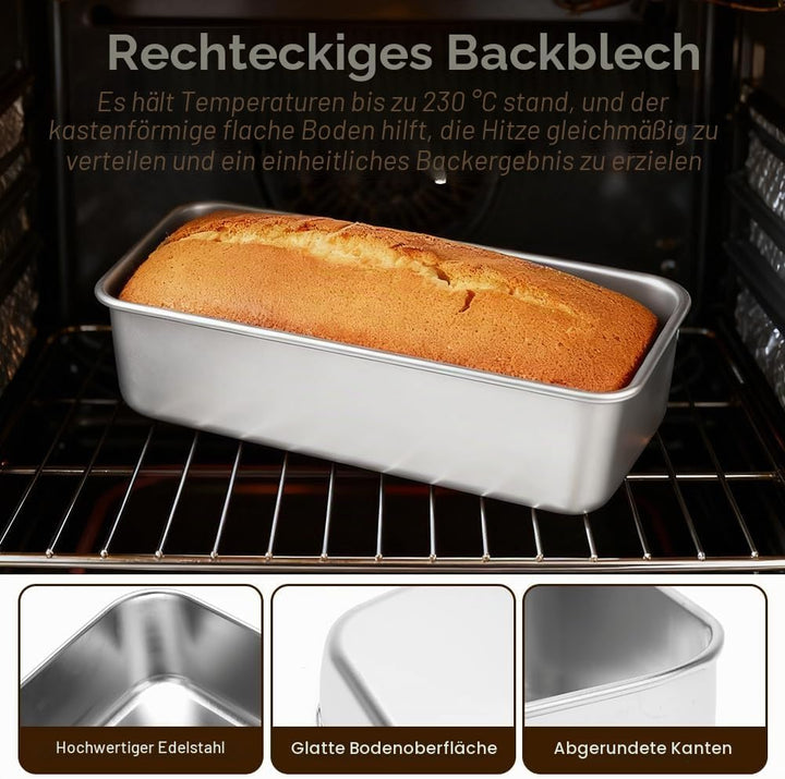 FARYODI 33cm Kastenform Gross, Brotbackform aus Edelstahl, Brotform Königskuchenform, Rechteckig Bro