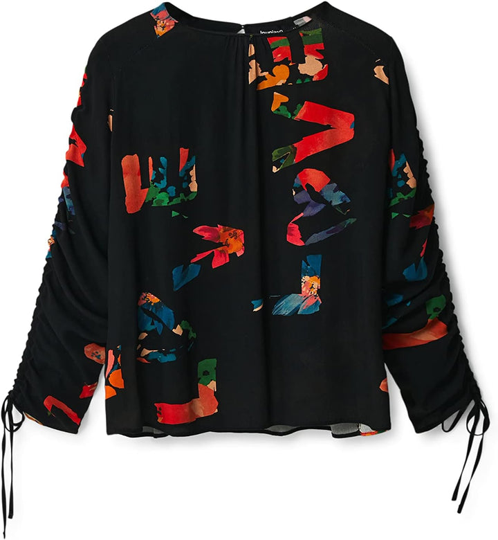 Desigual Damen Blouse Long Sleeve T-Shirt S Schwarz, S Schwarz