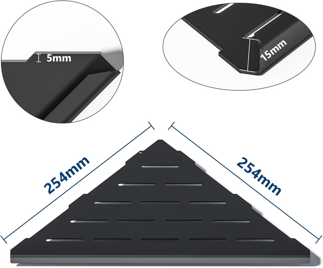 Neodrain Duschablage Edelstahl Eck-Duschregal Schwarz Eckregal Fliesen Eingelassen für Badezimmer, S